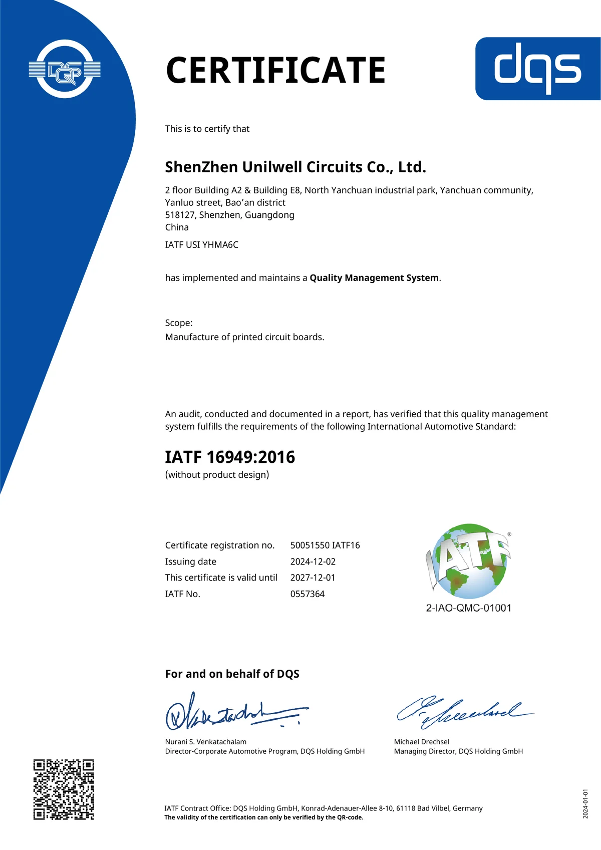 Certificat IATF 16949