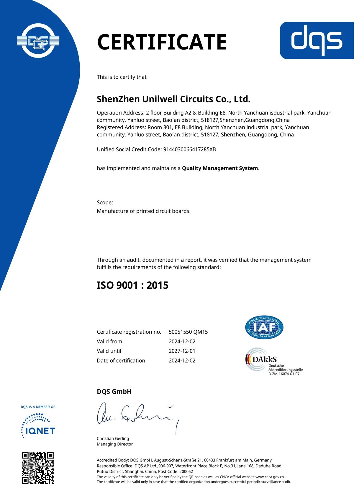 Certificat ISO 9001